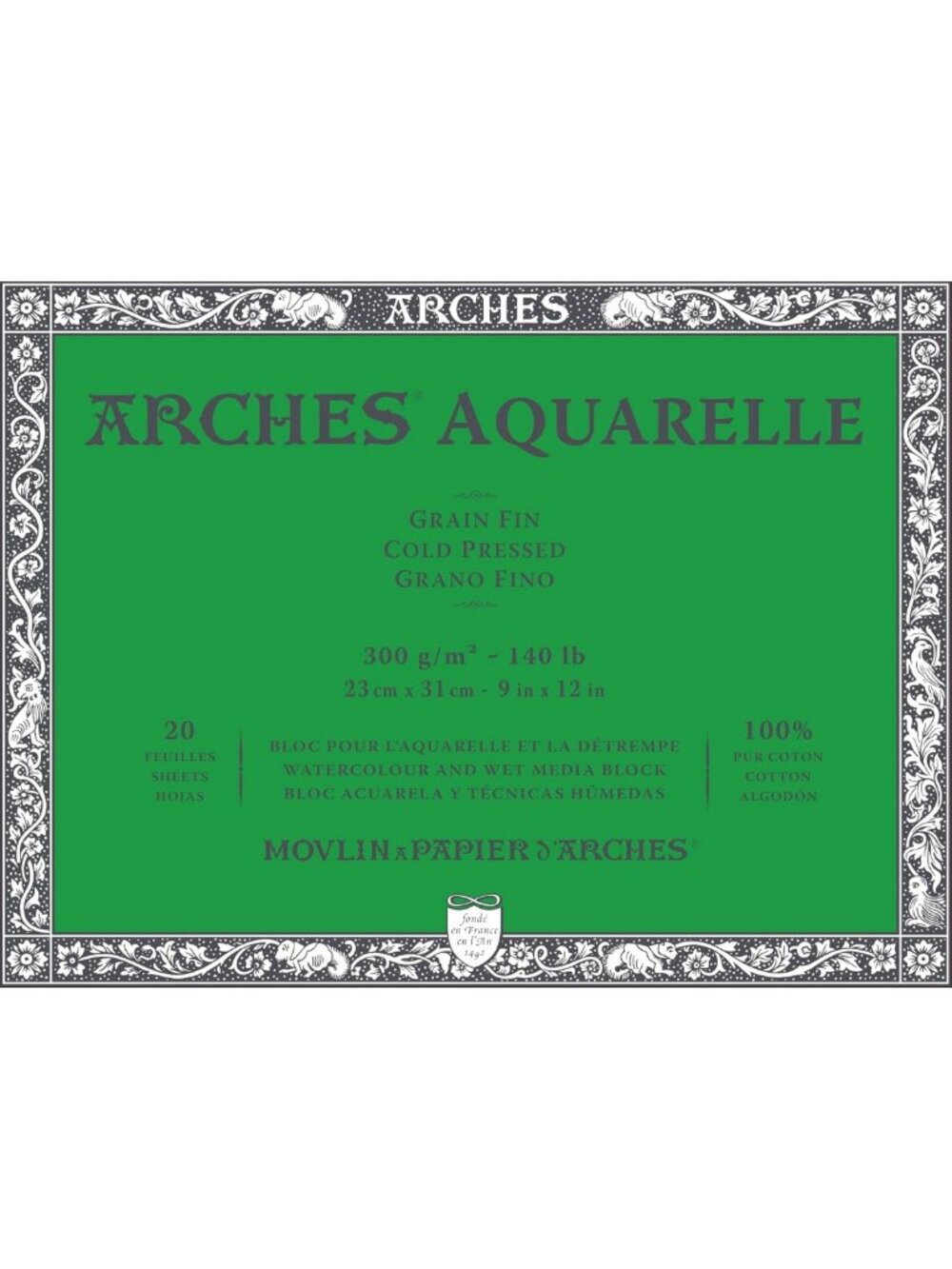 Watercolor Paper Block 140 lb Cold Press 9x12" - Ideal for Artists & Crafts